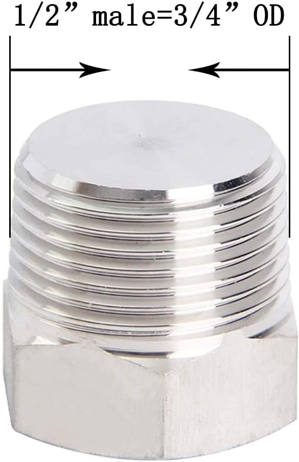 Joywayus 3Pcs Stainless Steel Outer Hex Thread Socket Pipe Plug Fitting 1/2" - Image 2