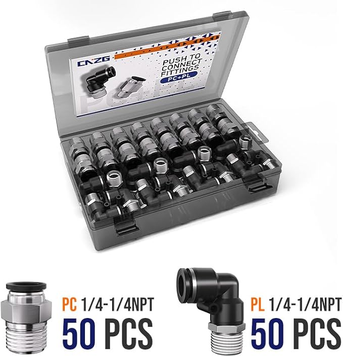 1/4 Push to Connect Fittings npt Thread to 1/4 Air Line quick | Pneumatic - Image 2