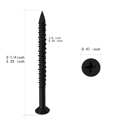 WenSilon 1/4" x3-1/4 Black Concrete Screw Anchor Black Flat Head - Image 2