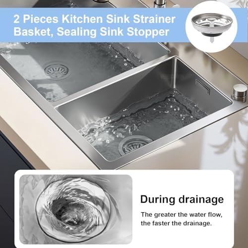 2 Pcs Kitchen Sink Filter and Plug Combination Basket, 304 Stainless Steel - Image 5