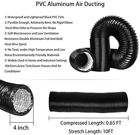 Omont Dryer Vent Hose 4 Inch 10FT Flexible Dryer Ducting Tube Air Duct Aluminum - Image 2