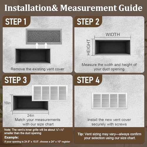 24x10 Steel Return Air Grille, Fits 24"W x 10"H Duct Opening - Image 5