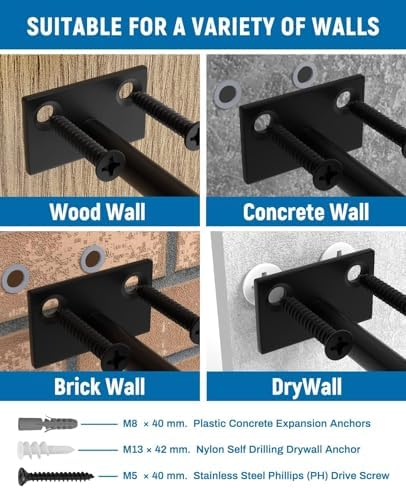 LEOPO 6-Pack 6 inch Floating Shelf Brackets, Hidden Shelf Bracket - Image 6