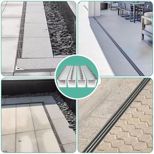 Slot Channel Drain with Stainless Steel Drain Grate Heavy Duty Durable Hidden - Image 2
