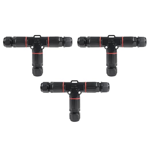 3PCS IP68 Waterproof Electrical Cable Connector, Outdoor 2 Pin T Shape Junction by MELIFE