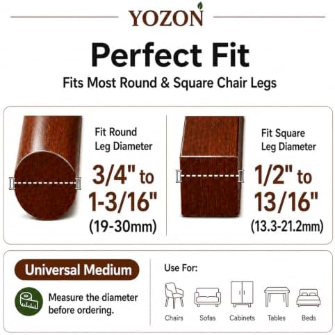 YOZON Chair Leg Floor Protectors Silicone Caps Felt Furniture Pads Covers - Image 3