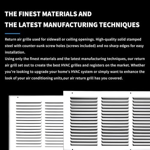 20x8 Return Air Grille, Air Return Vent Cover, Flat Vent Cover, Rejillas De - Image 5
