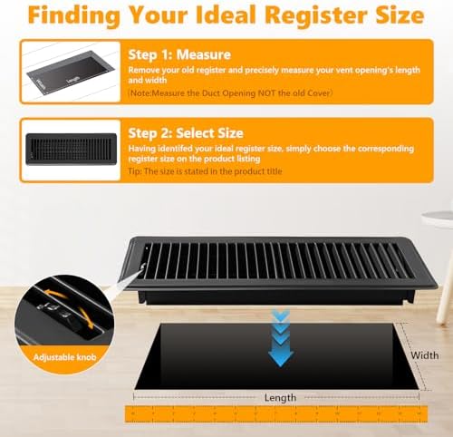 4 Pack Floor Vent Covers, Floor Register 4" x 14", Adjustable Decorative Vent - Image 4