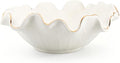 Handcrafted 8" White Ceramic Ruffle Bowl by Aimtobest