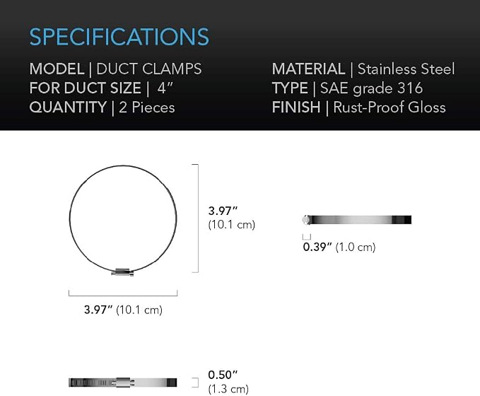 AC Infinity Stainless Steel Duct Clamps, Ventilation - Image 3