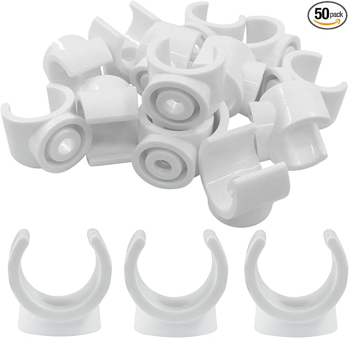 50 Pack 3/4 Inch Pipe Clamp, 20mm U-Shaped | Plastic PEX Clips, Pipe Hangers by Unknown