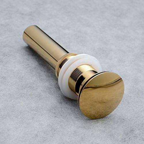 Gold Brass Pop Up Stopper with Overflow, Bathroom Vessel Sink Drain - Image 6