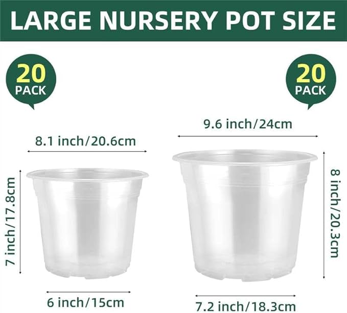 40 Pack10 & 8 Inch Large Clear Nursery Pots - Image 2