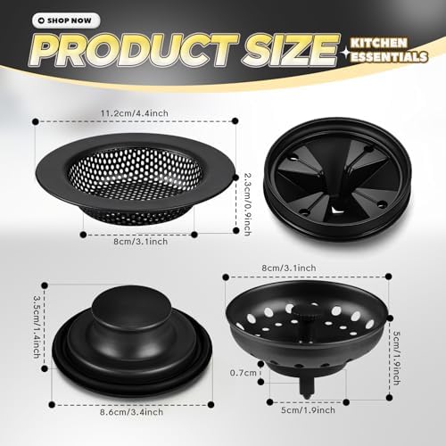 4 Pcs Matte Black Kitchen Sink Accessories Garbage Disposal Splash Guards 3.4'' - Image 2