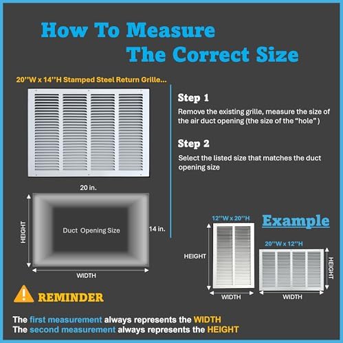 Fits 20x14 Duct Opening Stamped Steel Return Air Grille Vent Cover Grille - Image 7