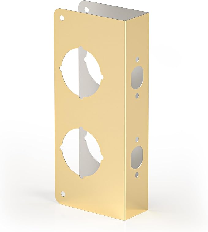 Door Knob Reinforcement Plate, Polished Gold, Fits 1-3/8" Doors, 2-3/8" Backset by NAUBEA