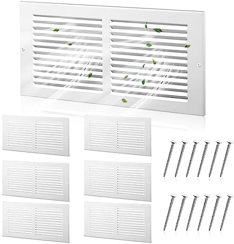 Pelopy 14 x 6 Inch 6 Pack Return Air Grille Vent Covers & 12 Screw by Pelopy