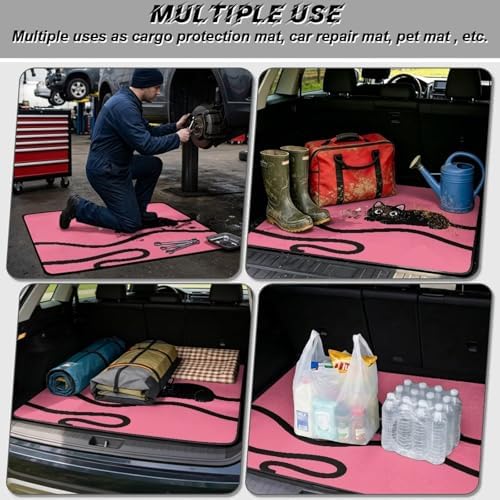 Pink Black Cat Beach Gear Trunk Mat 29"x39" - Image 3