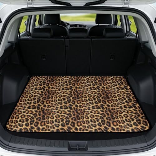Brown Leopard Camping Trunk Mat 29"x39" by Mintulipy