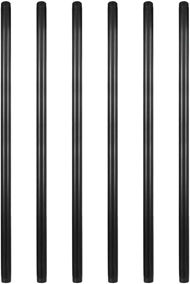 6 Pack 3/4" × 54" Pre-Cut Black Metal Pipe, Industrial Steel Fits Standard by GeilSpace