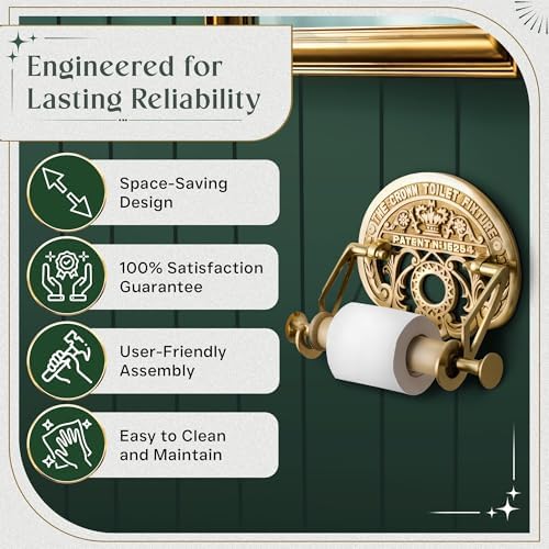 Bright Brass Wall Mount Toilet Paper Holder 7.25" Wide Vintage Crown Style - Image 4