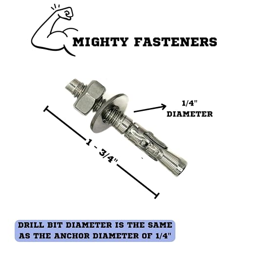Mighty Fasteners 304 Stainless Steel Wedge Anchors 1/4" X 1-3/4" - Image 4