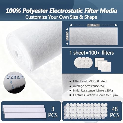 MERV 8 Air Vent Filters Kit 20x100 Inch|Cut to Fit Filter Material, High-Grade - Image 3