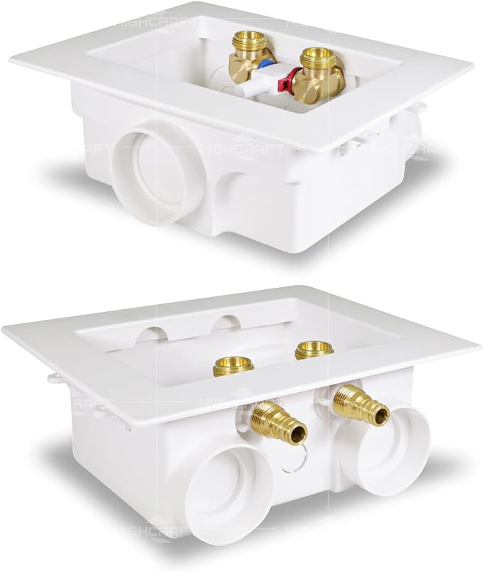 Highcraft Washing Machine Outlet Box Dual Drain, 1/2" PEX Expansion Connection - Image 4