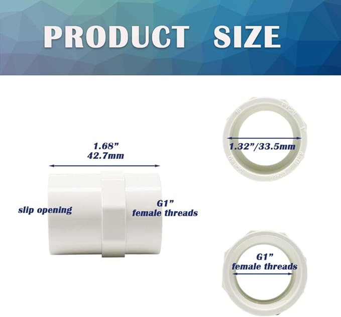 6PCS 1 Inch PVC Coupling Fittings White Slip to Female Thread PVC Pipe Fitting - Image 2