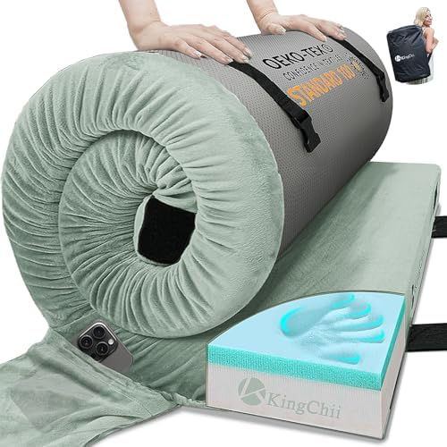 KingChii CertiPUR-US Memory Foam Camping Mattress, Portable Roll Up Travel Car by KingChii