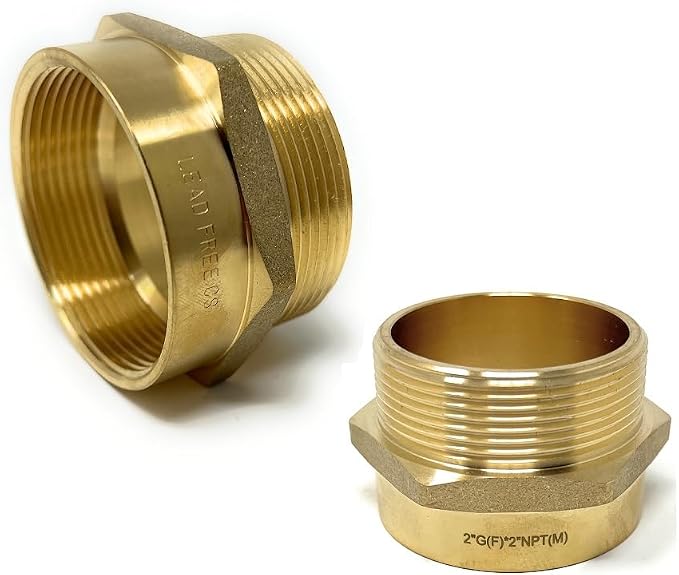 Cascada 2" G Thread Female to NPT Male Pipe Fitting Adapter | Lead-Free Brass - Image 6