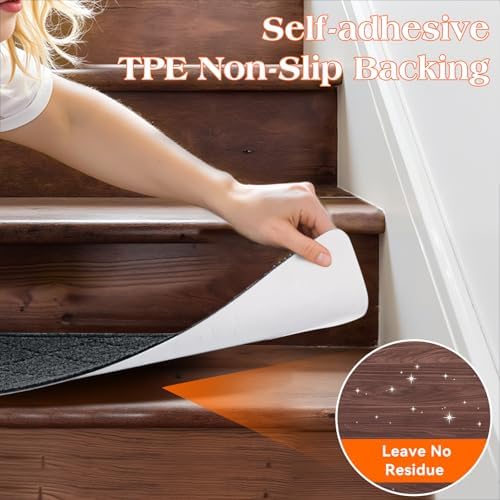 Stair Treads for Wooden Steps 4 PCS, Non Slip Rugs Dark Grey - Image 4