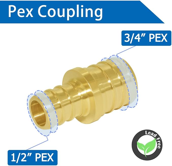 Hooshing 10PCS 3/4" x 1/2" Reducing Straight Coupling PEX Fitting | Heavy Duty - Image 4