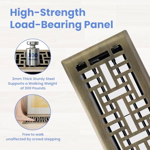 Howeall 4x10 Inches 2 Pack Heavy Duty Walkable Floor Register Easy Adjust Air - Image 2