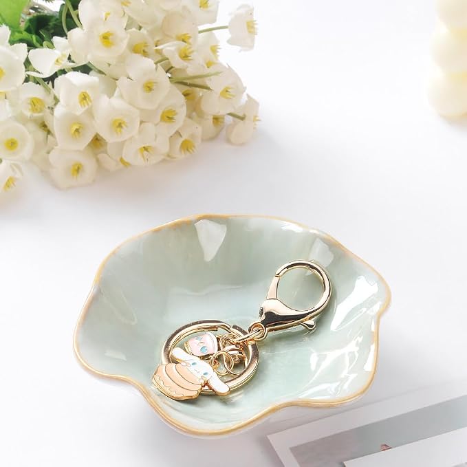 Lotus Leaf Shape Ring Holder Dish, Small Key Bowl, Ceramic Trinket Tray Jewelry - Image 7