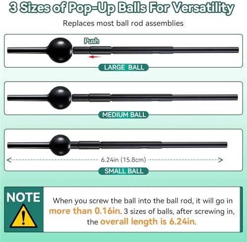 Enhon 2 Pack Universal Pop Up Drain Ball Rod Assembly - Image 3
