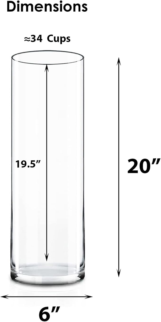 CYS EXCEL Cylinder Clear Glass Vase | Multiple Size Choices Glass Flower Vase - Image 4