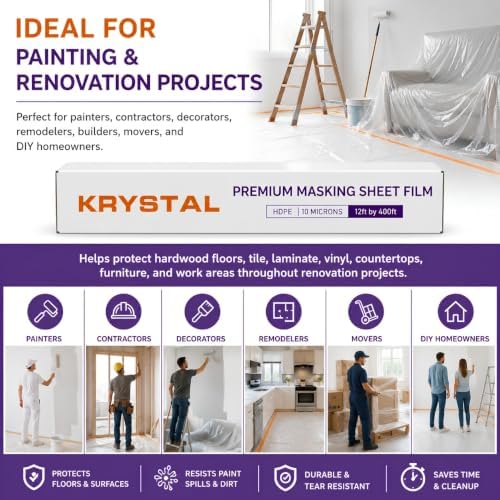 Self Adhesive Surface Protection Film 12 ft x 400 ft, Plastic Sheeting - Image 7