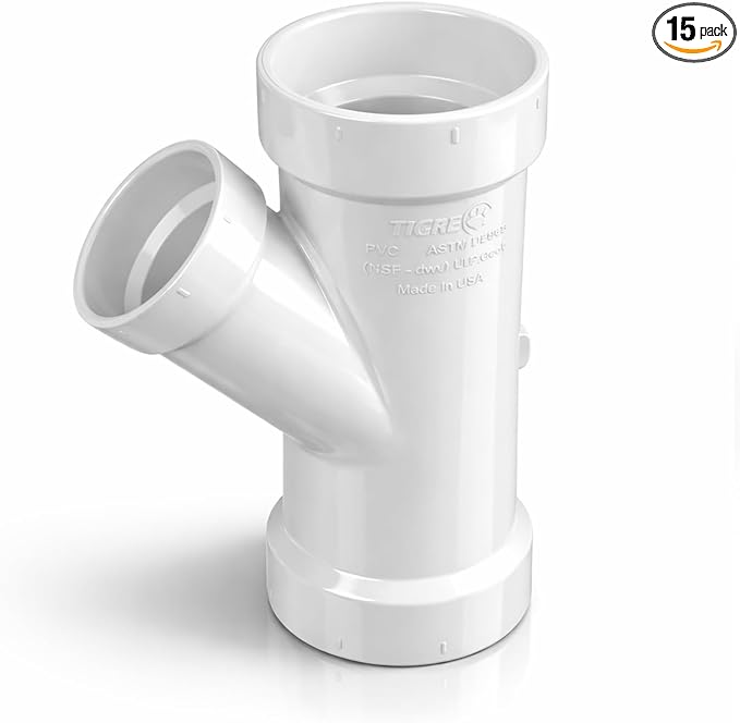 SUPPLYGIANT™ 3" x 3" x 2" PVC DWV Wye Reducing Hub – White PVC Drain, Waste & by SupplyGiant