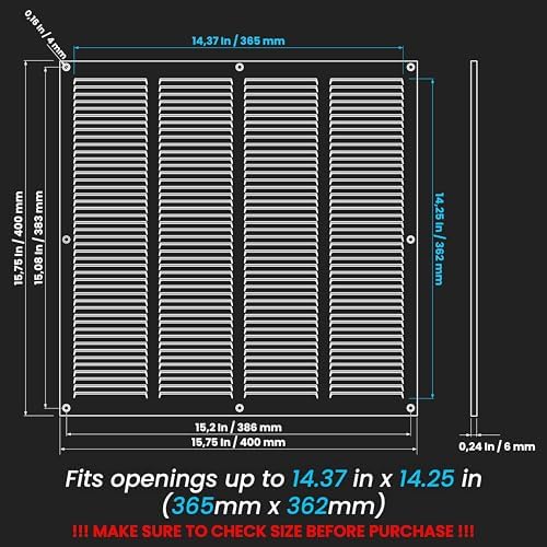 Repa Market Air Vent Cover 16x16 Inch Brown Galvanized Steel Louvered Grill - Image 2