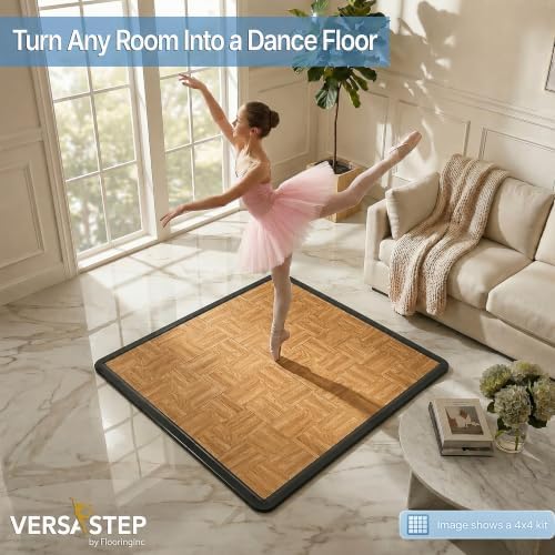 Flooring Inc's 3/8" Thick Interlocking Lightweight Plastic Practice Dance Floor - Image 2