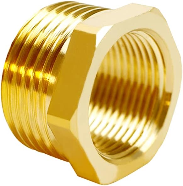 Joywayus Brass Reducing Hex Bushing 1/2" NPT Female x 3/4" G Male | Cast Pipe by Joywayus
