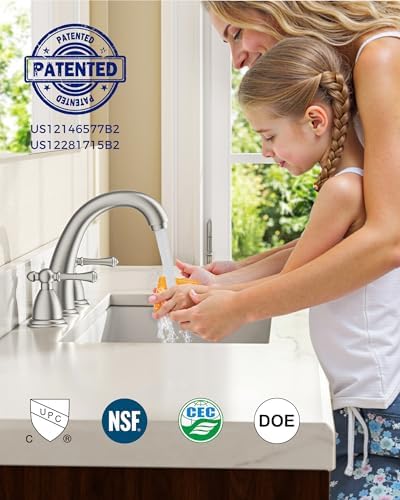 FORIOUS Bathroom Faucet 3 Hole Widespread 8" Sink Faucets Brushed Nickel - Image 6