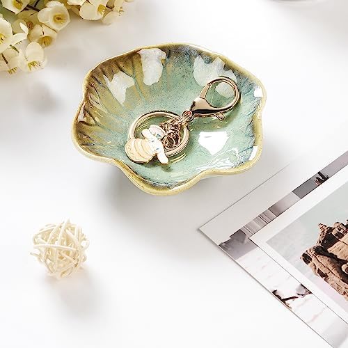 JAMEND CLXP Lotus Leaf Shape Ring Holder Dish, Small Key Bowl, Ceramic Trinket - Image 2