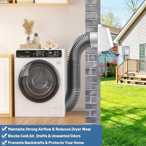 8 Inch Dryer Vent Cover Outside, Galvanized Steel Exterior Hooded Wall Vent - Image 3