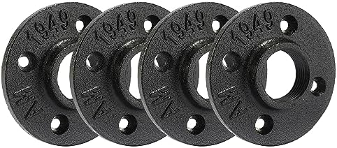 1" Heavy Duty Black Floor Flange, Home TZH 4 Pack Malleable iron Pipe Flange by HomeTZH
