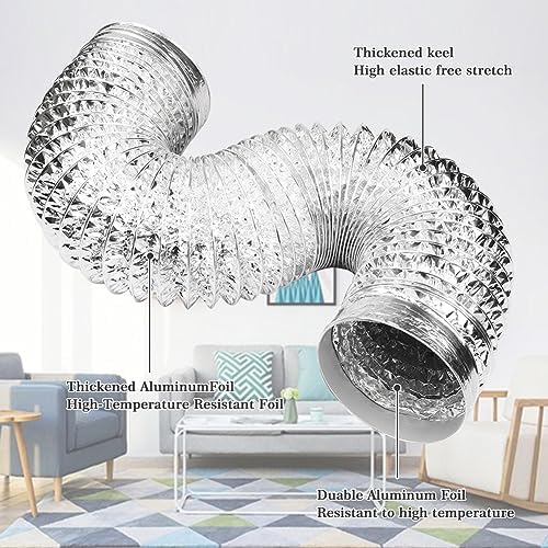 Omont Dryer Vent Hose 4 Inch 5FT Flexible Dryer Ducting Tube Air Duct Aluminum - Image 4