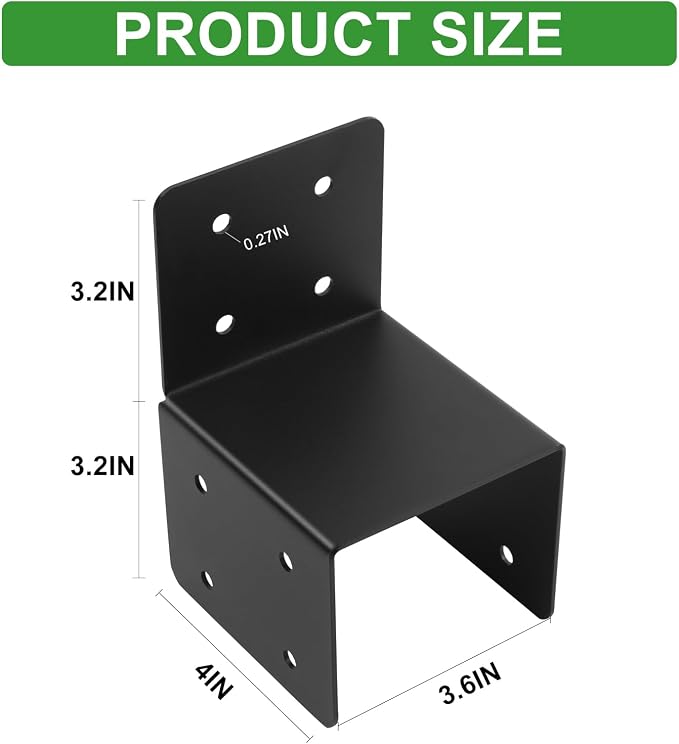 4 Pcs 14 Gauge Post Caps Tie Bracket, Joist Anchor Connector - Image 3