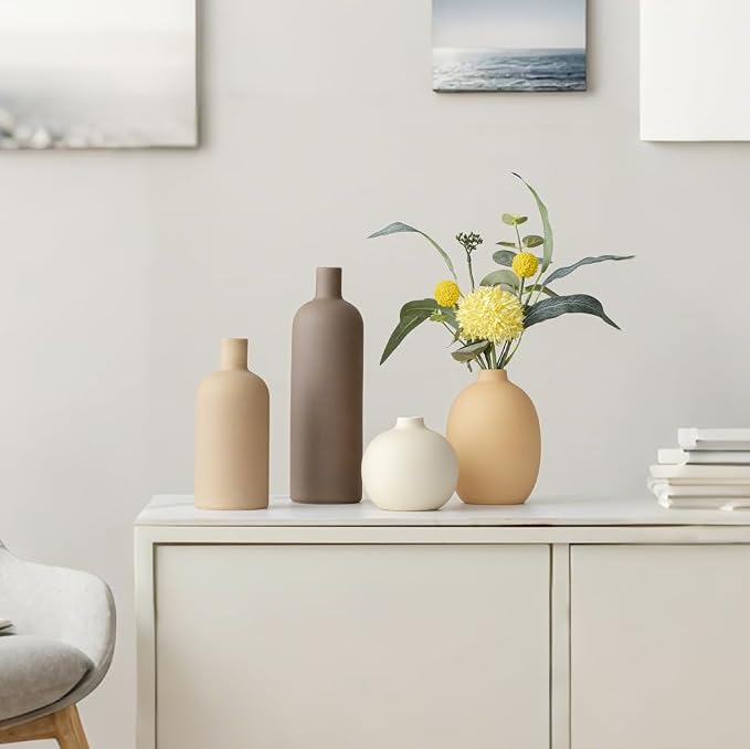 Modern Ceramic Vase Set, Neutral Colors, Decorative Vases - Image 9