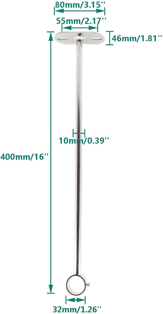 2 Pack Ceiling Mount Bracket, Stainless Steel Wardrobe Pipe Bracket Rod Holder - Image 2